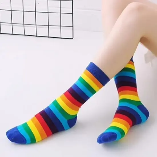 Rainbow Striped Socks from the Sock Panda (Women's Sizes or Tween Small Sizes) - Blue image {1}