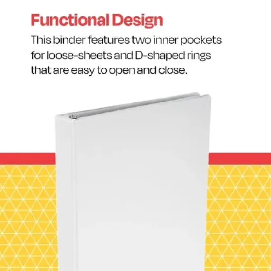 School Smart D Ring Binder, Polypropylene, 1 Inch, White image {5}