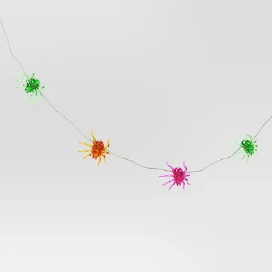 20ct Plastic Spider with Glitter Halloween Indoor Outdoor Novelty Dewdrop Light String with Warm White LEDs - Hyde and EEK! Boutique&trade; image {2}