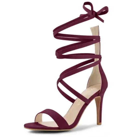 Allegra K Women's Open Toe Stiletto Heel Lace Up Heels image {11}