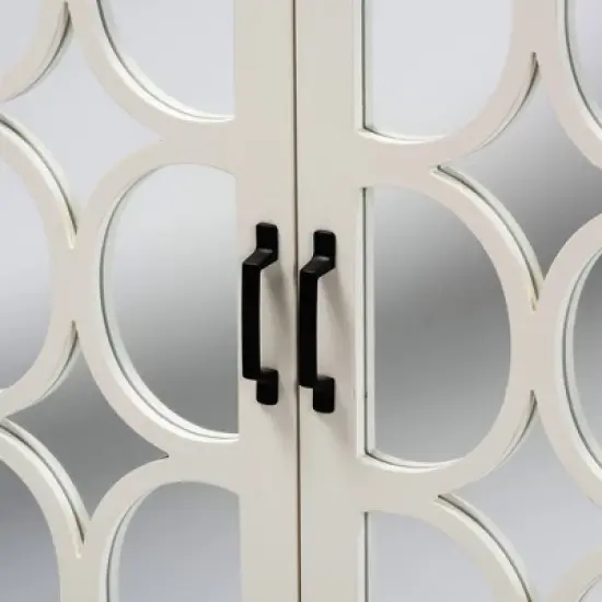 Garcelle Wood and Mirrored Glass 2 Door Sideboard White - Baxton Studio image {4}