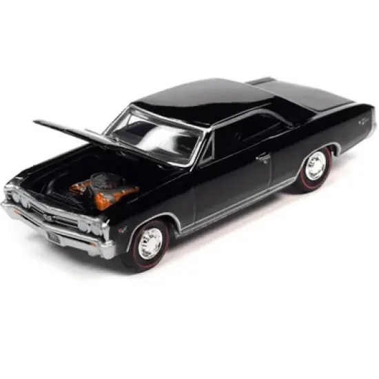 1967 Chevrolet Chevelle SS 396 Tuxedo Black "Vintage Muscle" Limited Edition 1/64 Diecast Model Car by Auto World image {2}