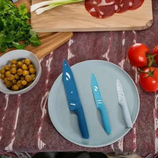 3-Piece Stainless Steel Color Knife Set with Ergonomic Soft Grip Handles image {2}