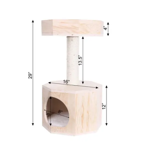 Armarkat Premium Scots Pine 29-Inch Real Wood Cat Tree with Perch and Condo image {8}
