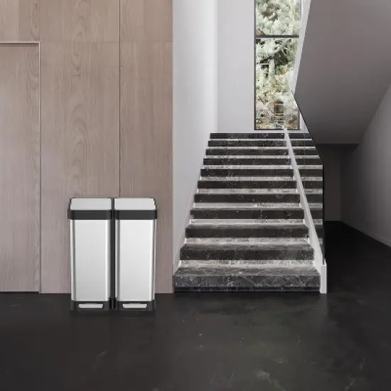 Acekool 60L Dual Compartment Trash & Recycling Bin, Soft-Close Lid, Stainless Steel Step Pedal Garbage Can, Space Saving for Kitchen & Office image {6}