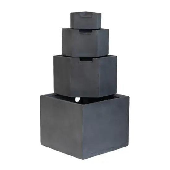 NAYSAYE Fountain Cement Decorative 4 Tier Block Water Feature for Garden Patio Backyard, Gray, 19.7"*19.7"*41.7" image {5}