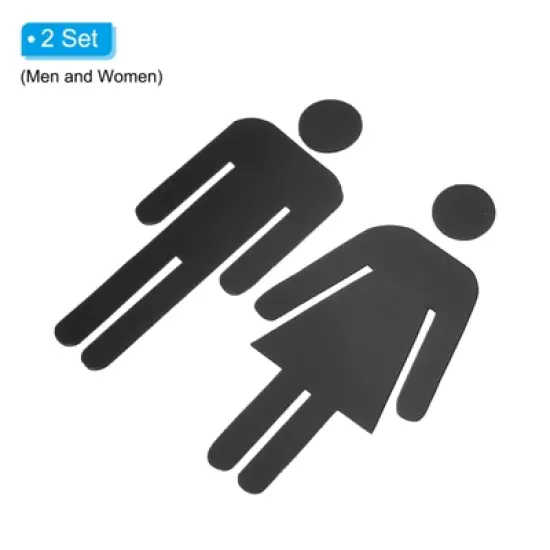Unique Bargains Self-Adhesive Decor Office Business Men Women Restroom Sign 2 Set image {2}