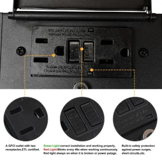 C Cattleya Black Outdoor Wall Lantern Sconce with GFCI Outlet image {5}