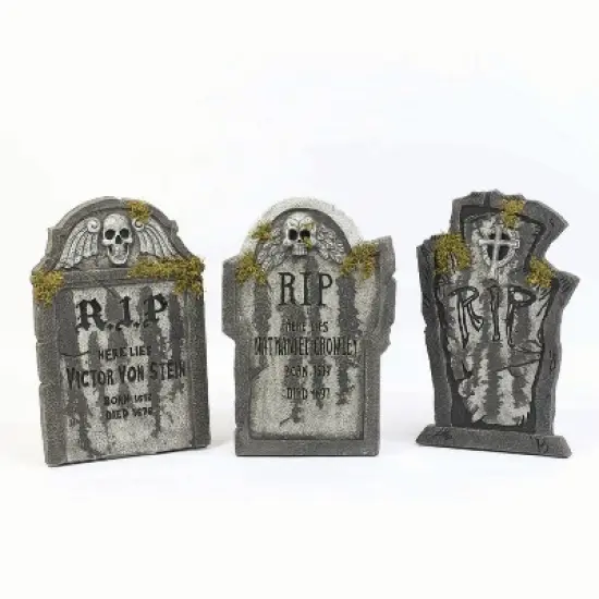 Fun World 22-inch Mossy R.I.P Tombstone Decoration image {1}
