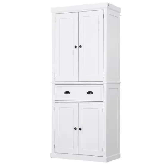 HOMCOM 72" Traditional Freestanding Kitchen Pantry Cupboard with 2 Cabinet, Drawer and Adjustable Shelves image {10}