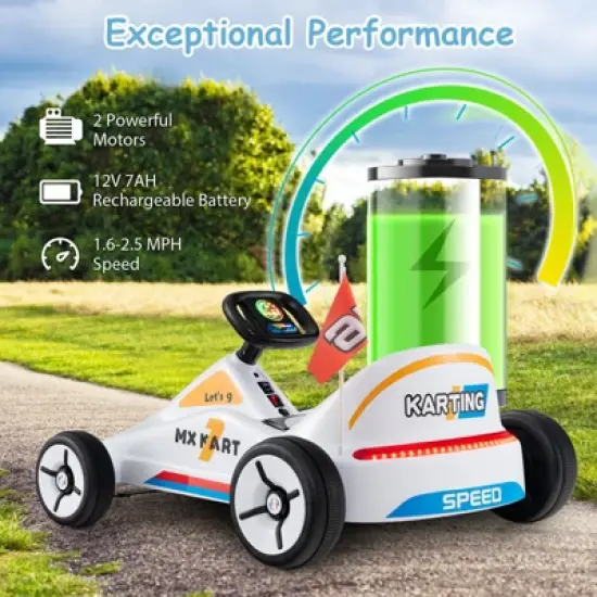 Infans 12V Kids Electric Go Kart 7AH Battery Powered Ride on Race Toy w/ Remote Control image {7}