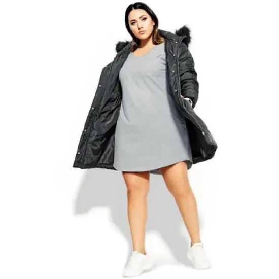 Women's Plus Size Longline Puffer Jacket - black | CITY CHIC image {4}