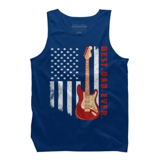 Men's Design By Humans Best Dad Ever Guitar and Flag By MINHMINH Tank Top image {6}