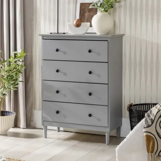 Stiva Classic Mid-Century Modern Vertical 4 Drawer Dresser Gray - Saracina Home image {1}