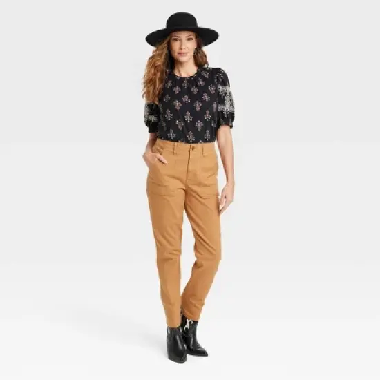 Women's Short Sleeve Embroidered Blouse - Knox Rose&trade; Black image {2}