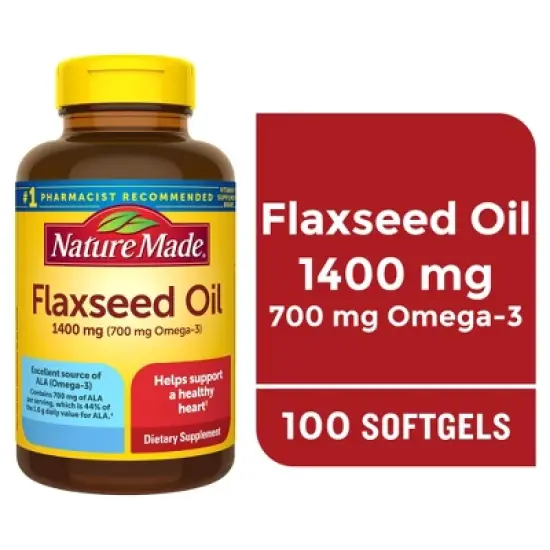 Nature Made Flaxseed Oil 1400 mg Softgels - 100ct image {7}