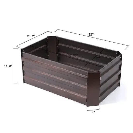 LuxenHome Brown Metal 32" x 20.2" Rectangular Garden Bed image {6}