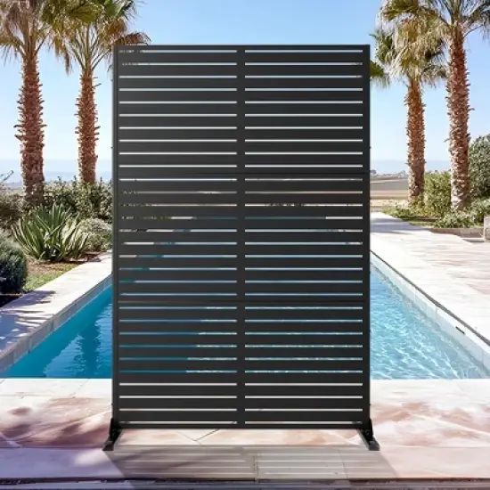 PexFix 72 in. x 47 in. Outdoor Metal Privacy Screen in Louver Pattern in Black image {3}