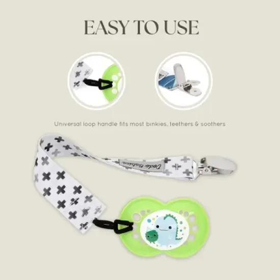 Dodo Babies Pacifier Clip Set - Four Clips Plus Binky Case - Universal Holder Fits Most Paci Brands, Teether Toys image {3}