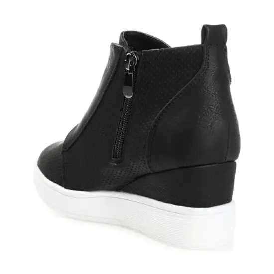 Journee Collection Womens Clara Round Toe Inside Zip Wedge Sneakers image {6}