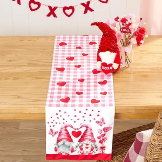 The Lakeside Collection Valentine Gnome - Table Runner image {2}