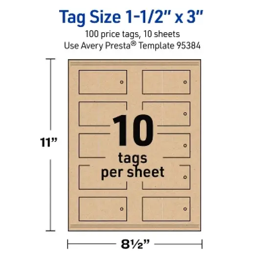 Avery Perforated Price Tags, 1-1/2" x 3", Kraft Brown, 100 Total image {4}