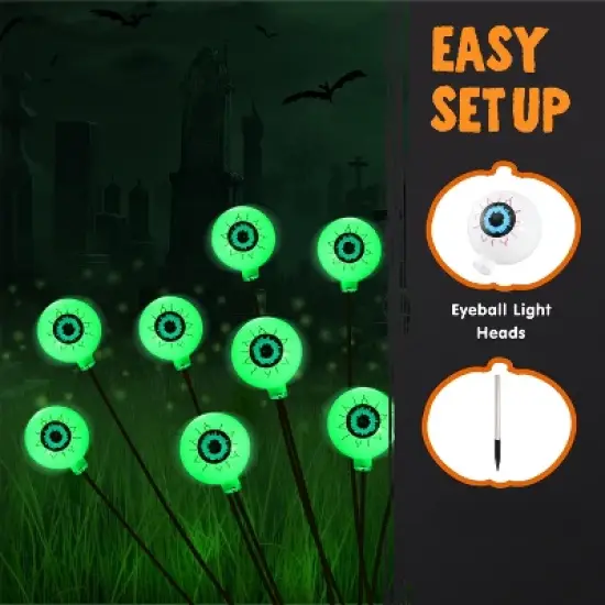 Joyfy Eyeball Yard Stake Outdoor Halloween Decorations, Garden Stake LED Light, Waterproof Stake Decor Light for Halloween image {3}