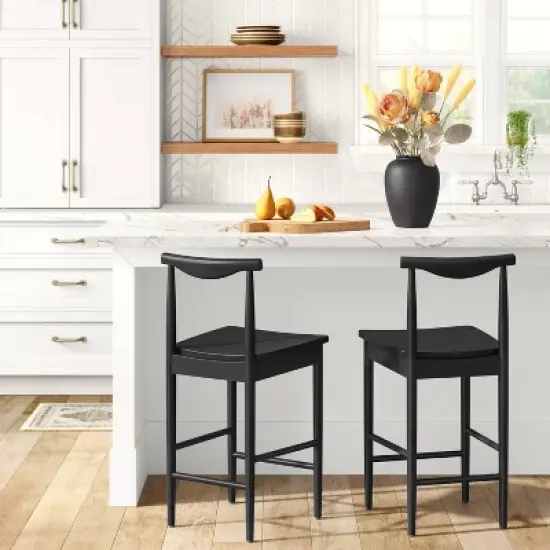 Biscoe Wood Counter Height Barstool Black - Threshold&trade; image {1}
