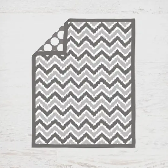 Bacati - Ikat Chevron White Grey Neutral 3 pc Crib Set image {1}