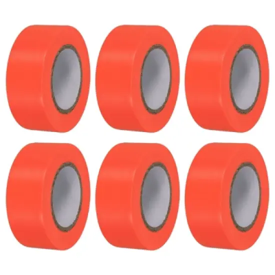 Unique Bargains PVC Non-Adhesive Flagging Tape for Tree Survey Boundaries 6 Pcs image {8}