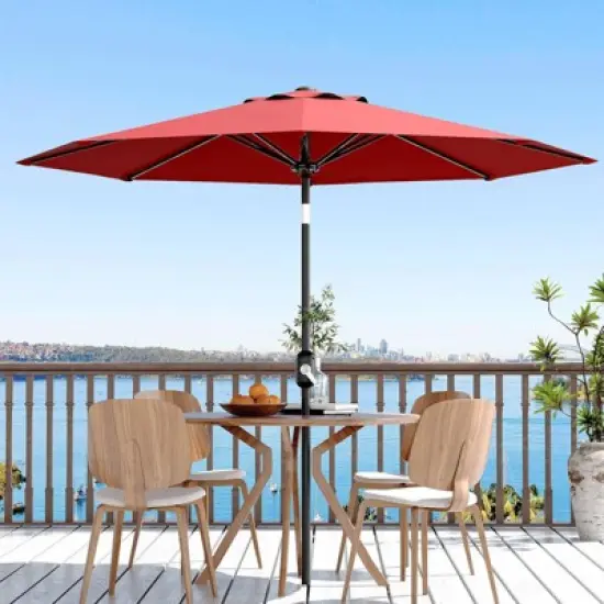 7.5ft Patio Umbrella, Table Umbrella Outdoor Patio with Crank Lift & Push Button Tilt, 6 Sturdy Ribs for Yard, Deck, Pool image {8}