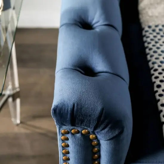 Fawne Camelback Sofa Blue - Furniture Of America image {6}