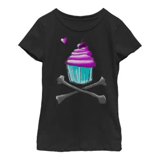 Girl's Lost Gods Skull and Crossbones Cupcake T-Shirt image {2}