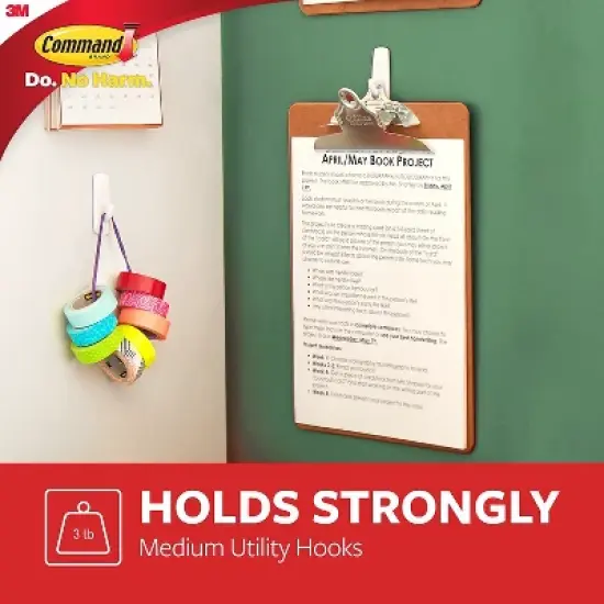 3M Utility Hooks Damage-free 3 lb Cap Medium 37/BX White 17001S37NA image {2}