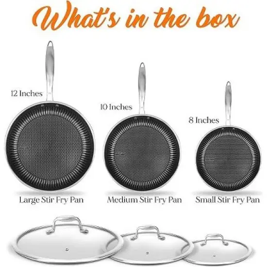 NutriChef Nonstick Tri Ply Copper Kitchen Cookware Pan Set, 6 Piece image {6}