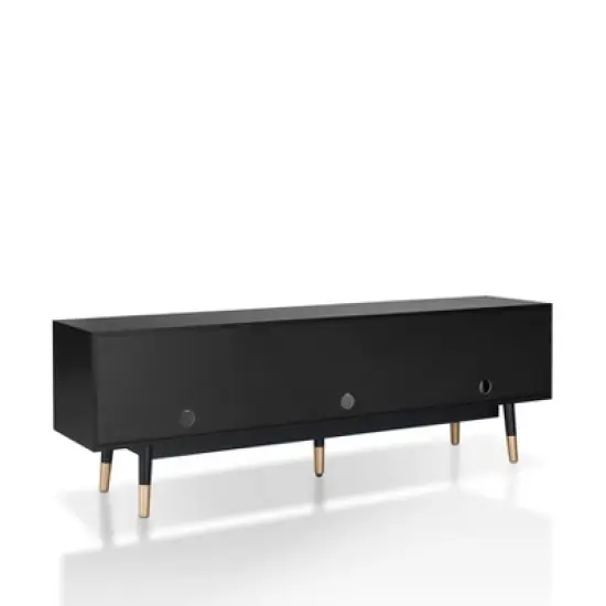 Vanore Mid-Century 3 Drawer TV Stand for TVs up to 80" Black - HOMES: Inside + Out image {7}