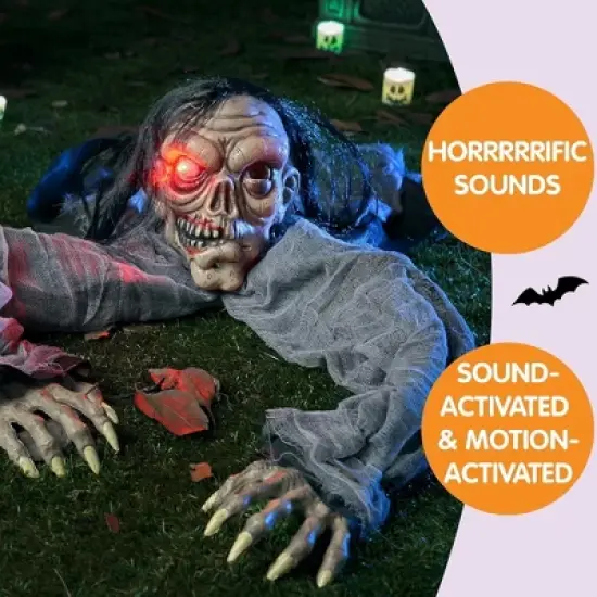 Joyfy Halloween Outdoor Decorations Animated Zombie Groundbreaker Graveyard Decoration Prop with Creepy Decayed Face for Yard Lawn Decorations image {4}