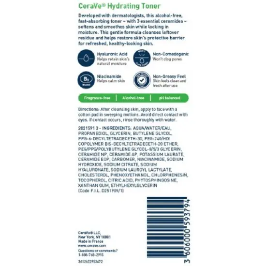 CeraVe Hydrating Toner for Face, Alcohol Free Facial Toner for Normal to Dry Skin - 6.8 fl oz image {16}