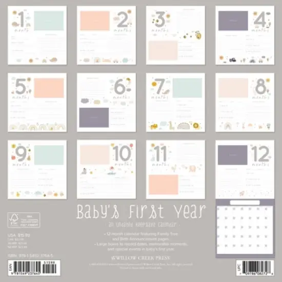 Willow Creek Press Undated Wall Calendar 12"x12" Baby's First Year image {1}