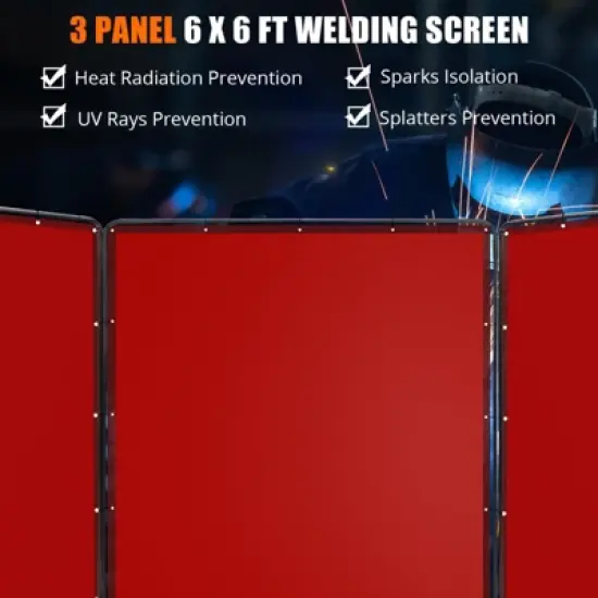 Welding Screen with Frame, 6 x 6ft /6 x 8ft Translucent Shield 3 Panel Welding Curtain Screens, Adjustable Size, Moveable & Professional for Workshop image {1}