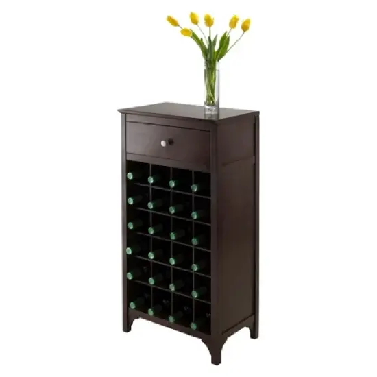 Ancona 24 Bottles Drawer Wine Cabinet Wood/Coffee - Winsome image {2}