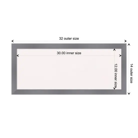 32"x14" Edwin Wood Frame White Cork Board Gray - Amanti Art image {9}