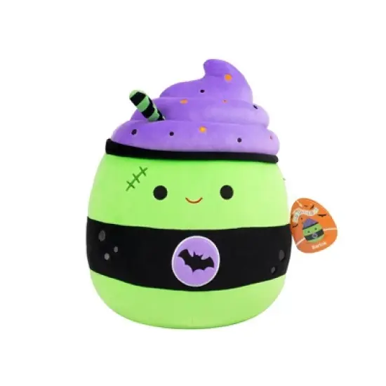 Squishmallows 12" Green and Purple Latte with Stitches and Bat logo Medium Plush: Polyester Character Stuffed Animal image {11}