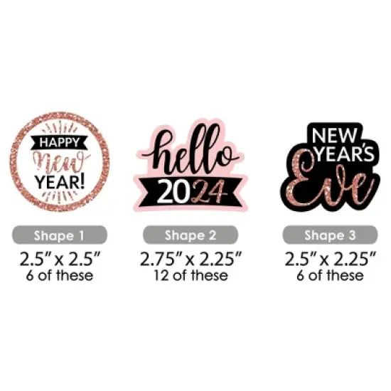 Big Dot of Happiness Rose Gold Happy New Year - Paper Straw Decor - 2024 New Year's Eve Party Striped Decorative Straws - Set of 24 image {1}