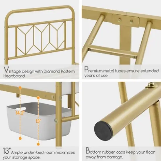 Yaheetech Vintage Metal Bed Frame with Headboard image {3}