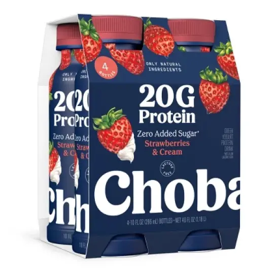 Chobani 20g Protein Greek Yogurt Drink Strawberry Cream - 40 fl oz/4ct Bottles image {9}