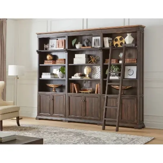 94" Sonoma Bookcase Wall with Wood Ladder Brown - Martin Furniture image {4}