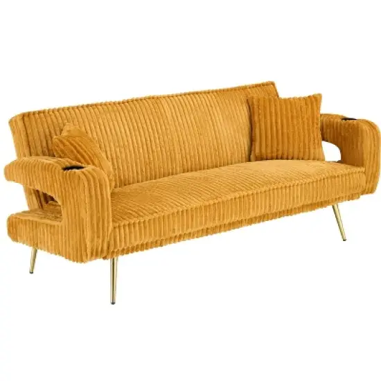 The straight-row white Polyester sofa with throw pillows, featuring a minimalist style, is suitable for the living room and study image {9}