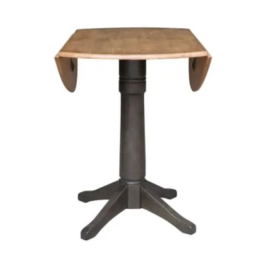 42" Alexandra Round Top Dual Drop Leaf Counter Height Pedestal Dining Table Hickory/Washed Coal - International Concepts image {4}