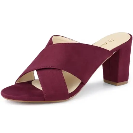 Allegra K Women's Crisscross Strap Block Heel Slide Sandals image {12}